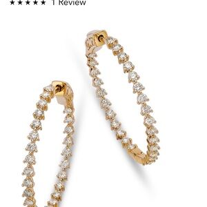 Elegant 14k solid Gold and diamond Hoop Earrings